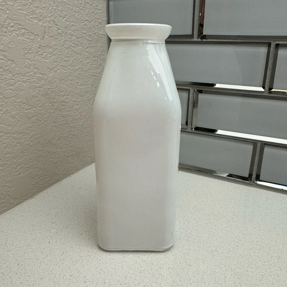 Rae Dunn Glass Vase Milk Bottle Butterfly Beauty Orange White